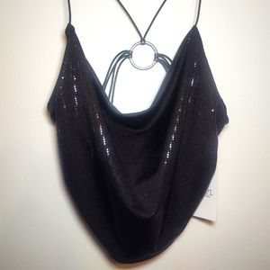 Rue 21 Sexy Mesh Cross strap Open back top size M